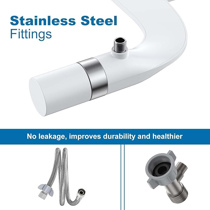Toilet Bidet Attachment, Non-Electric Dual Nozzle (Feminine/Bidet Wash), Self-Cleaning Fresh Cold Water Sprayer Bidets for Toilets with Adjustable Water Pressure (Rotary Toggle, Chrome)