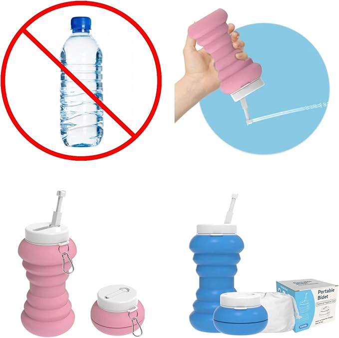 Collapsible Bidet: Perfect for Camping, Travel, and Backpackers. Beneficial for Postpartum Care. Eliminates The Need for a Plastic Water Bottle for istinja (perineal Hygiene). شطاف السفر