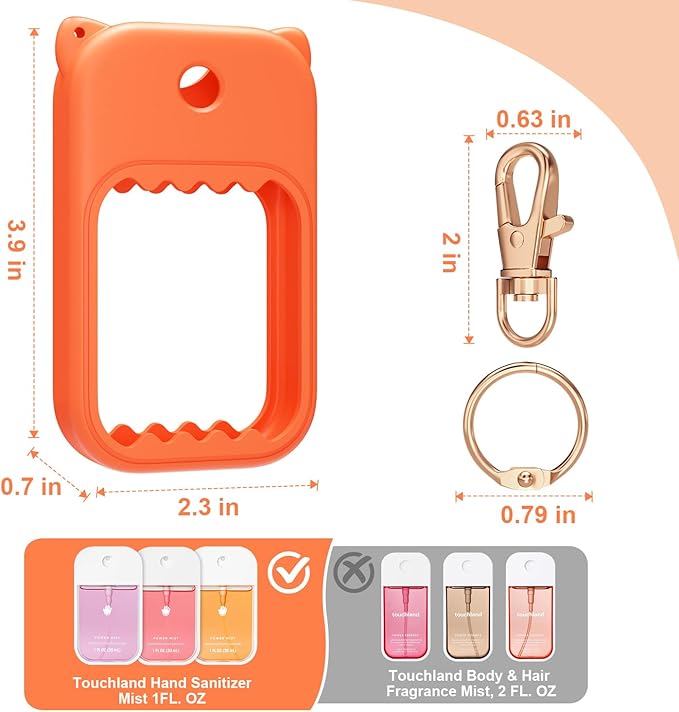 Hand Sanitizer Spray Case for Touchland Silicone Touchland Case Keychain Cute Hand Sanitizer Holder Keychain Compatible with Touch land Power Mist Gentle/Glow Mist
