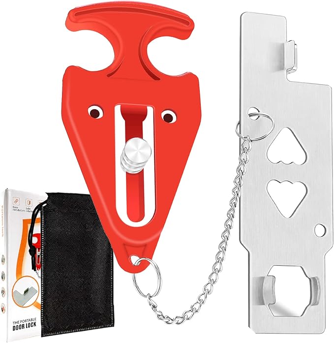 Hotel Door Locks for Travelers,Portable Door Lock for Travel Universal L-Shaped, Door Lock Latch Additional Privacy and Safety in Home Hotel and Apartment, Door Lock Security for Hotel Rooms