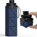 BEAUTAIL Collapsible Water Bottles, Silicone Foldable Water Bottle 610ml, BPA-Free Portable Reusable Leakproof Bottle for Gym Travel Camping Hiking Sports Outdoor, 1 Pack (Dark Blue)