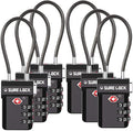 SURE LOCK TSA Approved Luggage Locks – 3-Digit Combination Cable Lock with Red Indicator, Large Dial & Easy-Press Button for Suitcases and Backpacks – Multi-Pack & Color Options