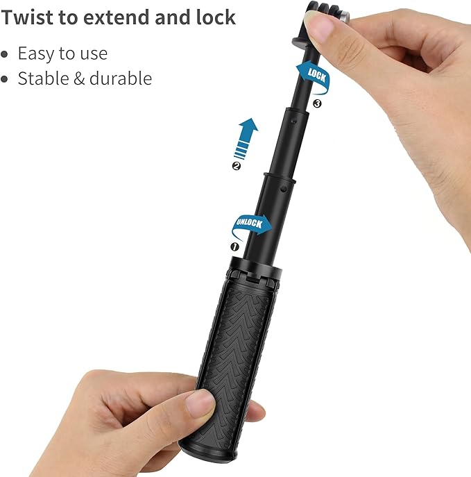Mini Selfie Stick Tripod for GoPro Hero 13 12 11 10 9 8, Portable Handle Grip Action Camera Selfie Stick for DJI Osmo Action 6/5 Pro/4/AKASO Brave EK7000, Extension Pole Tripod for GoPro Max