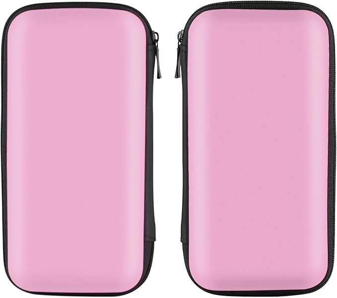 iMangoo Travel Essential Electronics Organizer Pouch Charger Case, Shockproof Dual Zipper Power Bank Cables Tech Accessories Purse, Men & Women Travel Must Have Storage Bag, 6.5x3.2x1 inch Pink