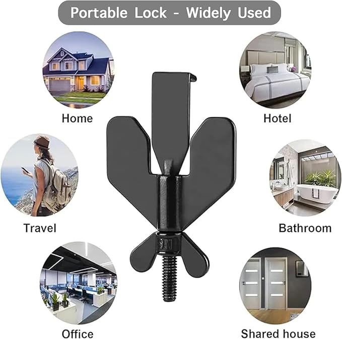 Aceguard Door Lock Portable, Stainless Steel AceGuard Door Lock, Aceguard Door Lock with Door Stop, Portable Door Lock for Travel, Hotels, Apartments, Dorms (4Pcs)