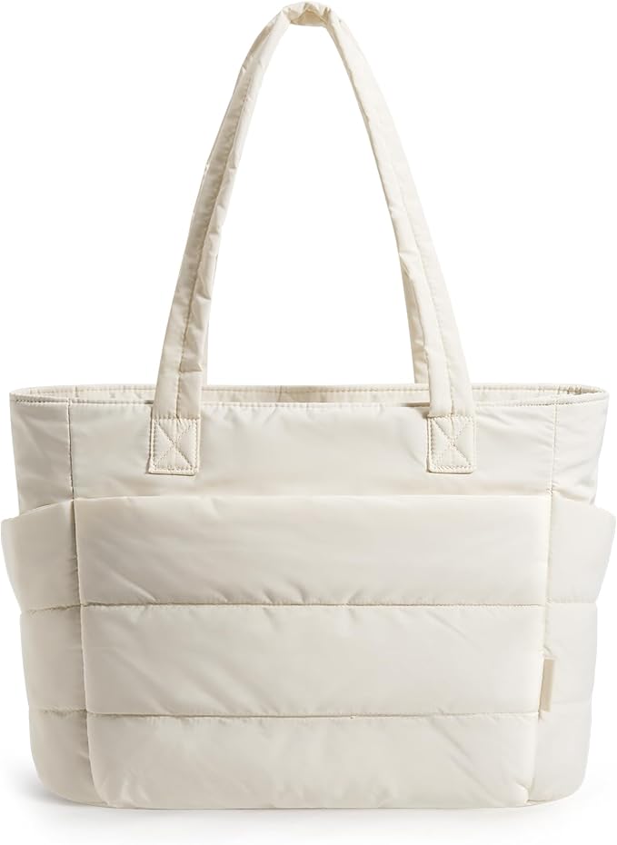 BAGSMART Tote Bag for Women, Lightweight Puffy Tote Bag with Compartments Shoulder Bag Handbag for Travel, Work, Gym | Lightweight, Puffy, Quilted, for Travel, Work
