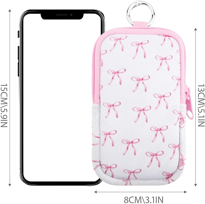 Hand Sanitizer Spray Case,Compatible with Popular Sanitizers,Zipper Pouch for Hand Sanitizer,Cute Fashion Accessories with Snap Hook for Glow Mist and Power Mist 1FL OZ,Suitable for Outdoor(Bow)
