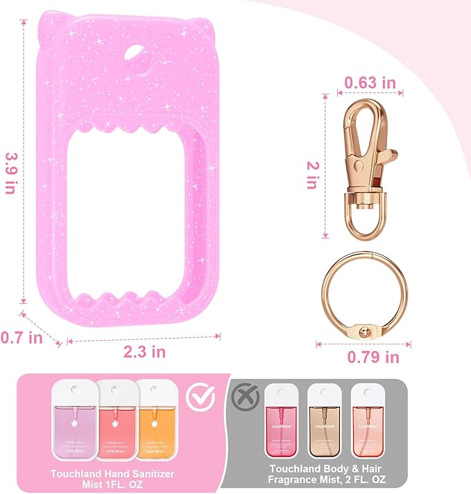 Hand Sanitizer Spray Case for Touchland Silicone Touchland Case Keychain Cute Hand Sanitizer Holder Keychain Compatible with Touch land Power Mist Gentle/Glow Mist