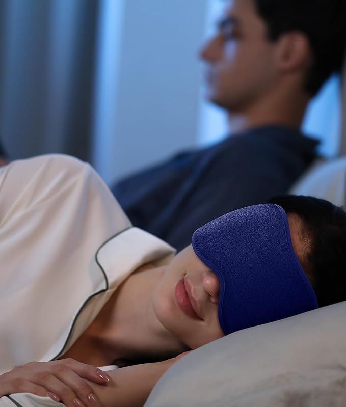 Sleep Mask for Men Women - Eye Masks for Side Sleepers, 3D Contoured Night Blindfold 100% Blockout Pressure-Free, Soft Lightweight Breathable Eye Cover Shade Sleeping for Airplane, Travel, Blue