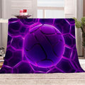 Purple Ball Blanket King Size, Fleece Blanket for Couch Bed Sofa, Honeycomb Hexagon Blankets and Throws, Neon Light Lines Super Soft Cozy Plush Flannel Blanket, 108 x 90 in, Sports Theme