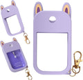 Cute Ear Silicone Case Compatible with Touchland Hand Sanitizer Spray (Fit for 1 FL.OZ), Protective Case with Keychain, Hand Sanitizer Holder(Purple)