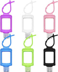 6Pcs Travel Size Empty Hand Sanitizer Holder with Silicone Keychain, 2 oz Leak Proof Refillable Plastic Bottles Portable Travel Containers with Detachable Silicone Case