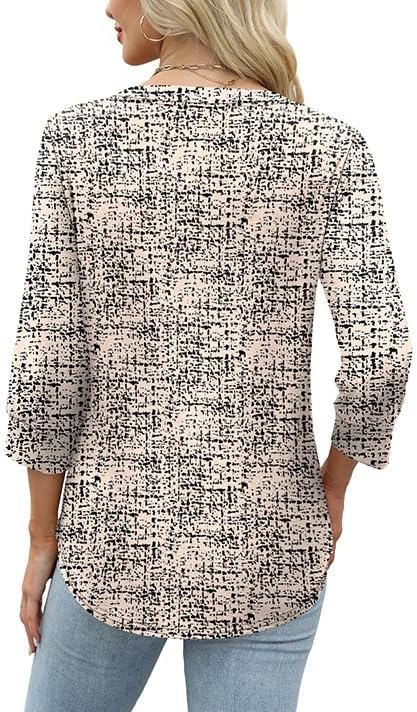 OFEEFAN Womens Tops 3/4 Sleeve Henley Shirts for Women Summer Outfits Fashion Clothing