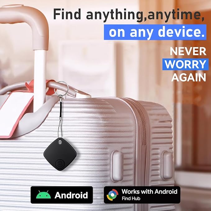 Air Tracker -4 Pack, 2026 New Bluetooth Tracker Tags, Android Tracker Tags Work with Google Find Hub Device App, Bluetooth Luggage Tracker for Keys, Backpack,Suitcase,Travel