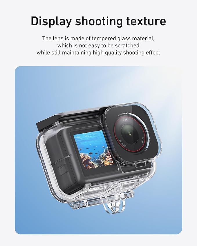TELESIN Waterproof Case With Floating Stick for DJI Action 5 Pro Action 4/3 Camera, with Anti-Fog Underwater Housing Shell Cage Supports 60M/196FT Deep Diving Scuba Snorkeling with Quick Release Screw