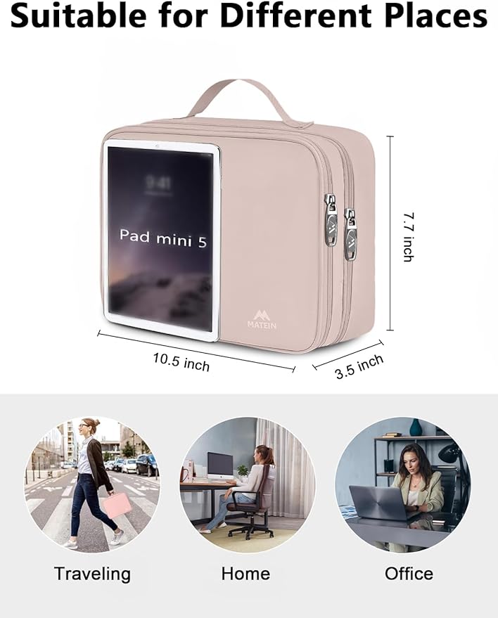 MATEIN Electronic Organizer Travel Case for Women, Double Layers Electronic Accessories Case with Handle, Portable Cord Organizer Travel for Cord, Charger, Phone, Earphone, Tablet, Pink Gift