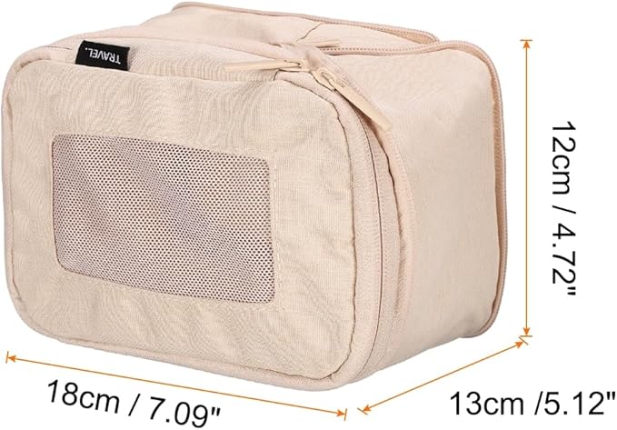 HARFINGTON Compression Packing Cube for Suitcases 18x12x13cm Lightweight Luggage Organizers Bag Travel Essentials Compression Bags for Carry on Suitcases, Beige