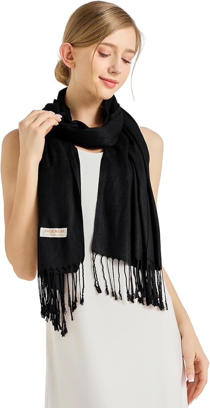 Soft Silky Pashmina Shawl Wraps Solid Colors Scarf for Wedding Evening Dresses