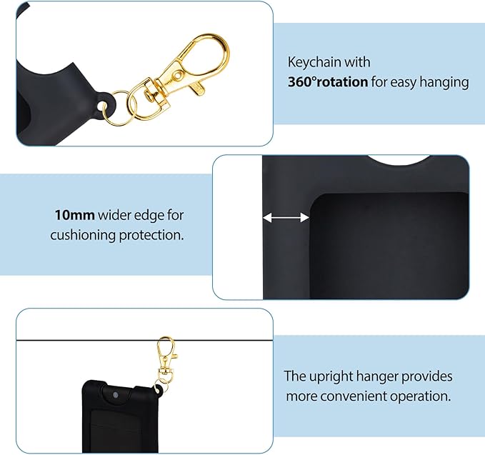 Silicone Case Compatible with Noshinku Pocket Hand Sanitizer, Protective Case with Keychain for Travel Size