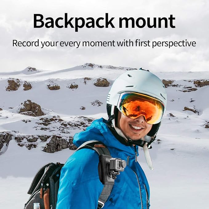 TELESIN Anti-Slip Backpack Shoulder Strap Mount Clip for GoPro Hero 13/12/11/10/9 MAX, DJI Osmo Nano Action 3/4/5 Pro/6, Insta360 X5/X4/X3/Ace Pro 2, AKASO – Bag Belt Holder for Biking, Hiking, Travel