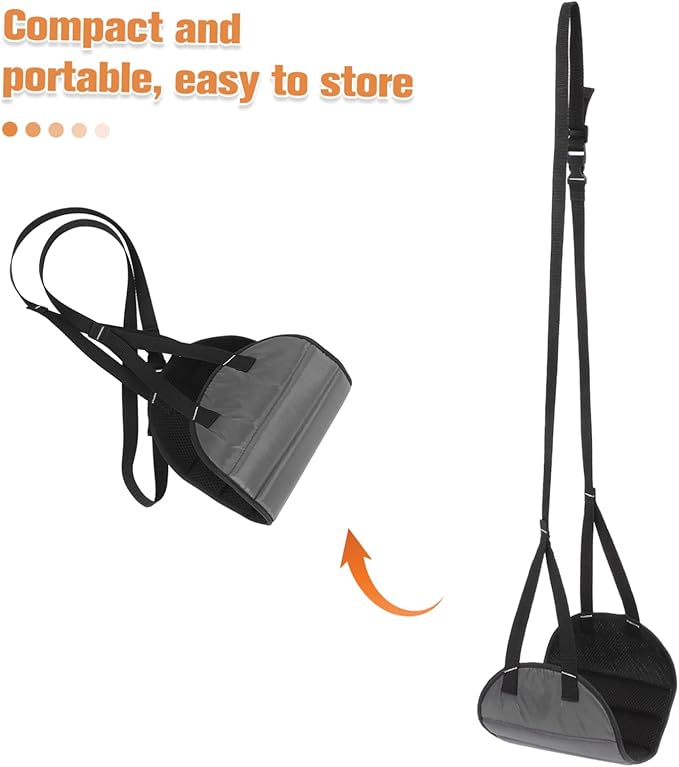 Travel Footrest Hammock Airplane Foot Rest for Long Flights Portable Leg Sling for Office Memory Foam Foot Hammock Dark