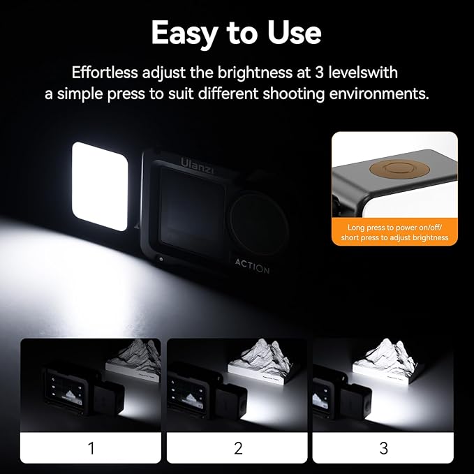 ULANZI LM18 Vlogging Light Mini LED Action Camera Video Light Magnetic Photography Fill Lighting for DJI Osmo Nano Action 3/4 Camera Cage Accessories and Ulanzi PK-06 Pocket 3/4 Expansion Adapter