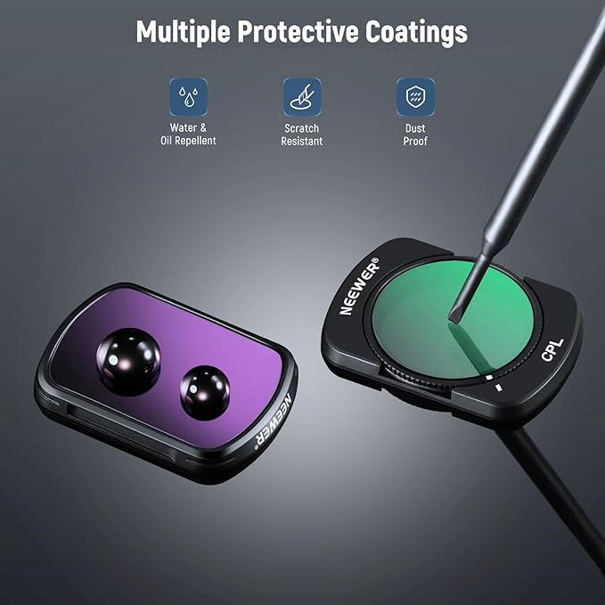 NEEWER CPL ND Filter Kit Compatible with DJI Osmo Pocket 4 & Pocket 3 Creator Combo Accessories, Multicoated HD Magnetic Circular Polarizing ND16 ND64 ND256 Filter Set with 2X Cleaning Cloth