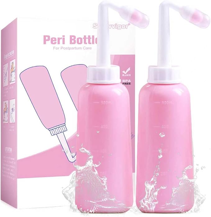 2 Pack Premium Peri Bottle for Postpartum Care | Upside Down Peri Bottle, Portable Bidet for Perineal Recovery and Cleansing After Birth 12OZ/700ml