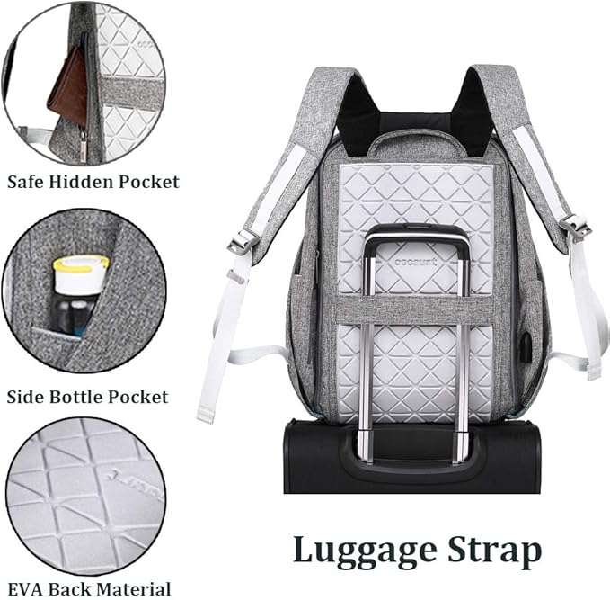 oscaurt Anti Theft Backpack 15.6 Inch Laptop Travel Backpack with Hidden Zipper and USB Charging Port Waterproof Business Computer Bag for Men & Women