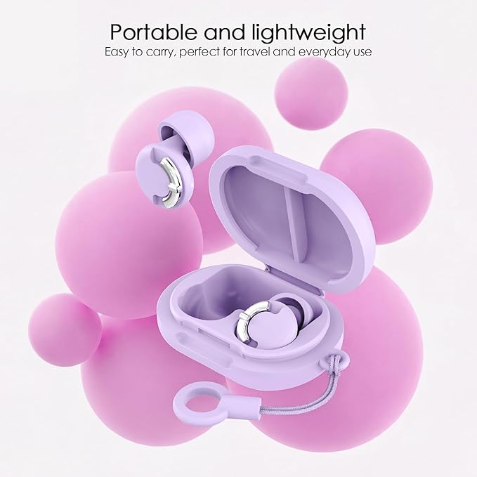 Adjustable Ear Plugs - 3 Noise Cancelling Modes for Concerts, Work, Travel & More, Reusable Hearing Protection with 4 Sizes (XS/S/M/L), Comfortable Ear Plugs for Noise Reduction, Purple Silver