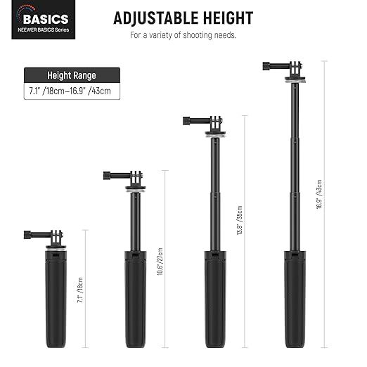 NEEWER Basic Selfie Stick Tripod for DSLR Action Camera Webcam, Mini Vlogging Video Desk Stand Accessories Compatible with GoPro Hero 13 12 Insta360 DJI Osmo Action 5 Pro AKASO EK7000 Brave 4 7, TP46