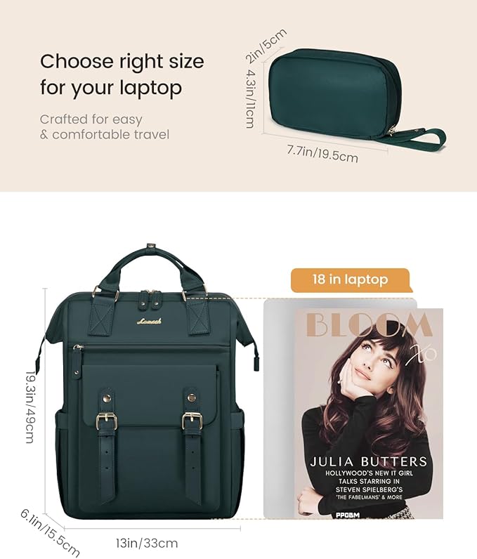 LOVEVOOK 18 Inch Backpack for Women, Extra Large Travel Laptop Backpack, Teacher Work Backpack Purse, College Nurse Bags Business Computer Bag with Luggage Strap