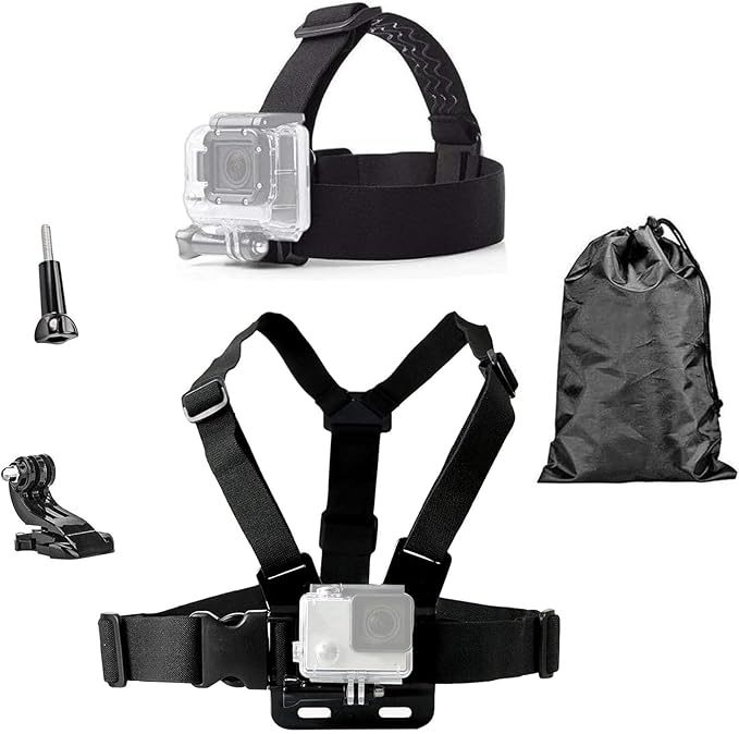 Head Mount Strap Chest Strap Mount Compatible with Gopro Hero 13 12 11 10 9 8/AKASO EK7000 Brave 4 7LE/DJI Osmo Action 5 Pro/ODDV/Hiicam/Apexcam Action Camera