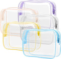 PACKISM TSA Approved Toiletry Bag 5 Medium - Quart Size Clear Makeup Bag for Carry On, Airport Security Compliant Clear Travel bag for Toiletries with Reinforced Seams, Blue Pink White Yellow Purple