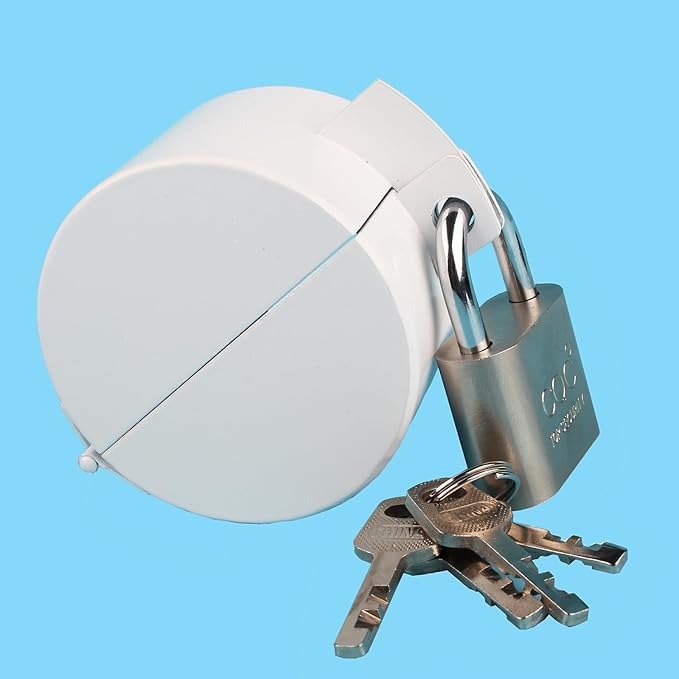 Door Knob Lockout Device with Padlock,Cover to Disable Doorknob,Prevents Turning of Door Knob and Access to Keyhole,Prevents Operating The Knob,White