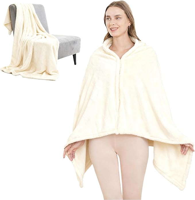 SNZ Wearable Blanket for Womens and Mens, Comfy Flannel Poncho, Snuggie Warm Shawl Wraps for Women, Birthday Gift Ideas