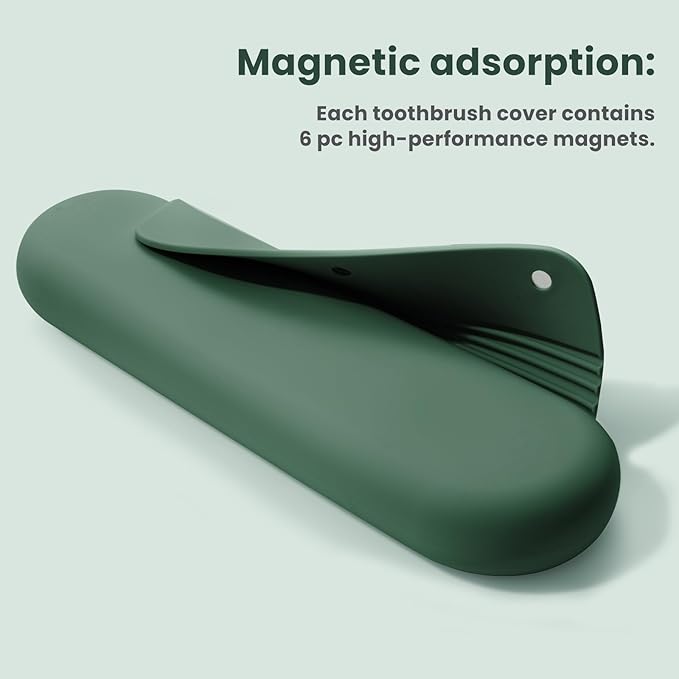 Silicone Electric Toothbrush Travel Case, Manual Toothbrush Travel Cover for Men and Women,Toothbrush for Travel,Gym and More, Fits Most Manual and Electric Toothbrushes - Midnight Green