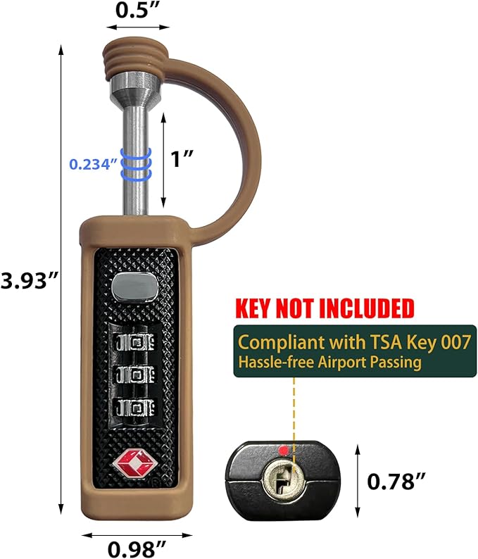 LAFENLIN 4-Pack TSA-Approved Gun Case Locks for Secure Firearm Transport & Storage, Cut-Proof Heavy Duty Padlocks Fit Gun, Rifle, Handgun, & Pistol Travel Cases, Tan