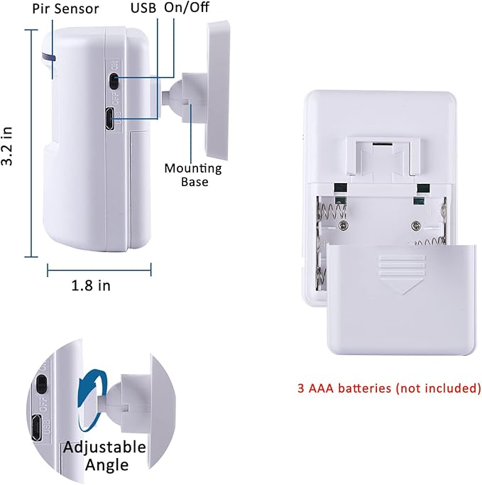 BESTOONE Motion Sensor Alarm, Long Range Wireless Driveway Alarm, Indoor Home Security System Electric Doorbells, 2 Motion Detector and 1 Alarm, 38 Chime Tunes, LED Indicator