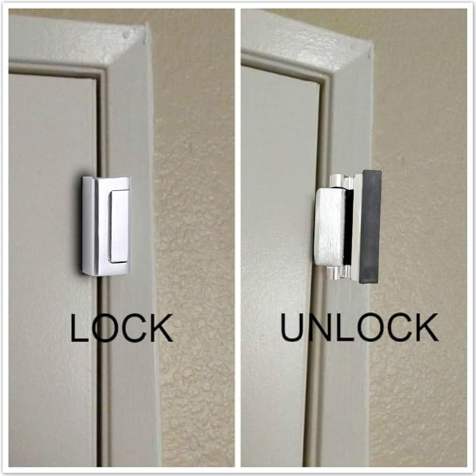 2 Pack Door Reinforcement Security Locks with 8 Screws, Childproof Night Lock Withstands 800 Lbs - Silver