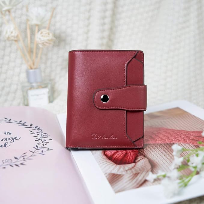 BOSTANTEN Women Leather Wallet RFID Blocking Small Bifold Zipper Pocket Wallet Card Case Purse with ID Window
