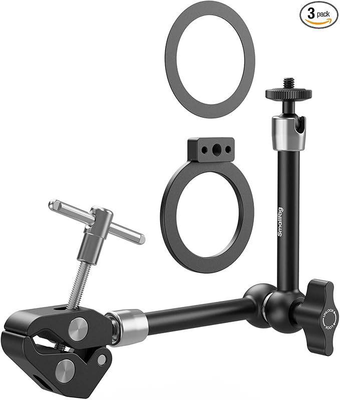 SmallRig Magic Arm Clamp w/ 1/4" Screw, Phone Mount for Magsafe & Magnetic Adapter Ring, 11 Inches Integrated Magic Arm for iPhone, for Android, for Action Cameras/LCD Monitor/LED Lights - 5604