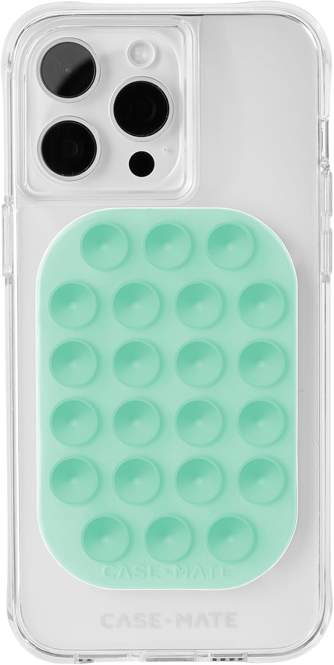 Case-Mate Adhesive Suction Cup Phone Mount - Sticky Phone Grip w/Strong 3M Adhesive - Anti-Slip Phone Holder - Content Creator Essentials - Compatible with iPhone, Android Phones & Cases - Mint Green