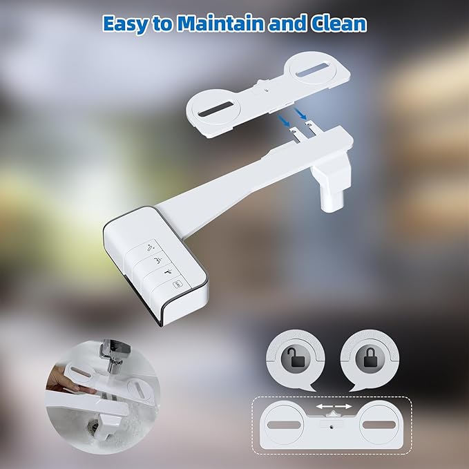 Hibbent 2 Pack Bidet Attachment for Toilet, Non-Electric Dual Nozzle for Frontal & Rear Wash, Adjustable Water Pressure Control, Fresh Water Bidet Toilet Seat, Self Cleaning Water Sprayer, Black
