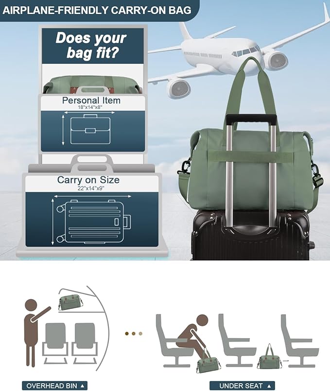 Pritent Travel Duffle Bag, Waterproof Weekender Overnight Hospital Bags for Women Men with Toiletry Bag Lightweight Carry on Personal Item Duffle Gym Bag for Travel, Airplanes, Sports