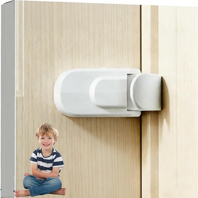 Child Proof Door Lock, Door Lock, Snap-On Door Knob Safety Lock & Door Handle Child Lock, The Childproof Lock Toddlers Can't Reach, and Renters Can Actually Use (3pcs)