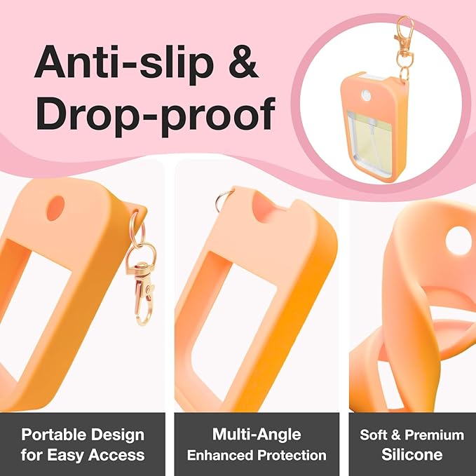 1 PC Soft Silicone Case for Touchland Power Mist (1FL. OZ./30 mL), Protective and Stylish Case with Keychain Compatible with Touchland Hand Sanitizer Spray (Orange)