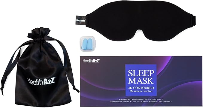 HealthA2Z Sleep Eye Mask, Heat-Bonded Technology, Easy to Adjust, Ideal for Meditation, Yoga, Travel, Nap, Insomnia Black