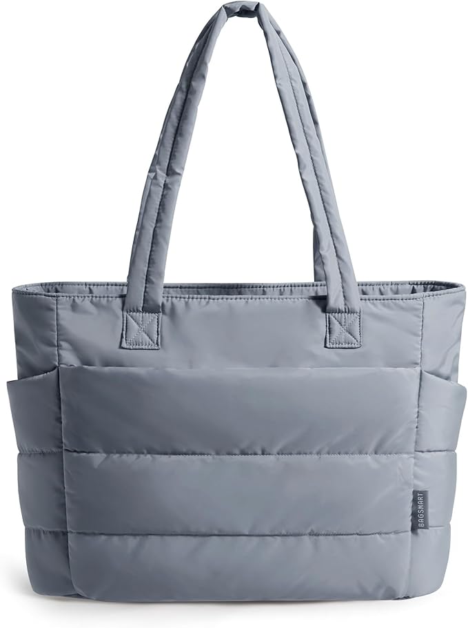 BAGSMART Tote Bag for Women, Lightweight Puffy Tote Bag with Compartments Shoulder Bag Handbag for Travel, Work, Gym | Lightweight, Puffy, Quilted, for Travel, Work