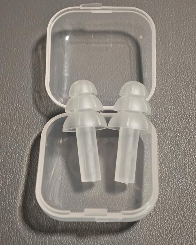 10 Pairs Noise Cancelling Ear Plugs, Premium Soft Silicone, Reusable, Waterproof, Hypoallergenic, Noise Reduction Earplugs for Swimming, Airplanes, Travelling, Sleeping & Snoring (Transparent Color)